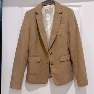 J Crew Women’s Jacket Blazer, Tan Wool Tweed, size 4